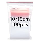10x15cm Resealable Clear Plastic Bags, 100Pcs Small Grip Seal Bags, Thickening and Durable, Sealable for Kitchen Storage, Office Supplies, Stationery Storage ect.