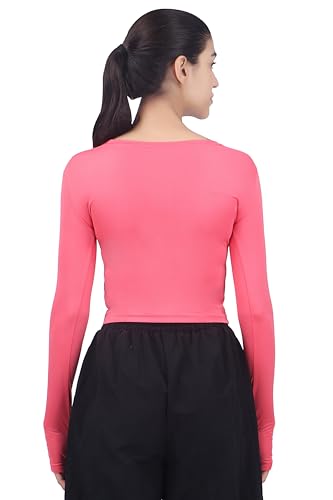 Image of Amazon Brand - INKAST Women Solid Fit T-Shirt | Active Wear Crop Tops with Thumbhole | Casual Sport Wear | Gym | Training | Running | Workout