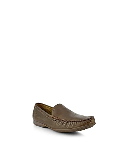 Frye Lewis Venetian Loafers For Men Hand-Crafted With Antique Pull-Up Leather With Moccasin Construction, Full Rubber Outsole, And Modified Heel – ¾” Heel Height, Green - 8.5M #TOP2