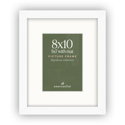 Americanflat Cadre photo 8x10 avec verre, collection signature, blanc