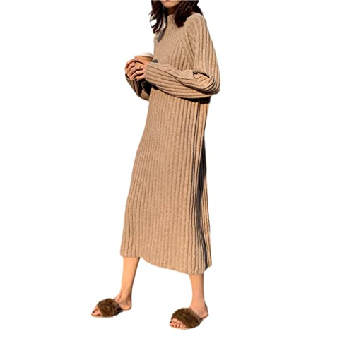 Robe pull col haut kaki finis les vêtements inconfortables