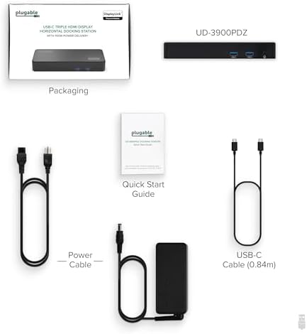 Plugable USB C Triple Display Docking Station | 100W PD, 3x HDMI (1x 4K 30Hz, 2x 1080p 60Hz), 6x USB 5Gbps Ports | Windows, macOS, ChromeOS Compatible - Enhance Productivity with Multi-Monitor Support — view 8
