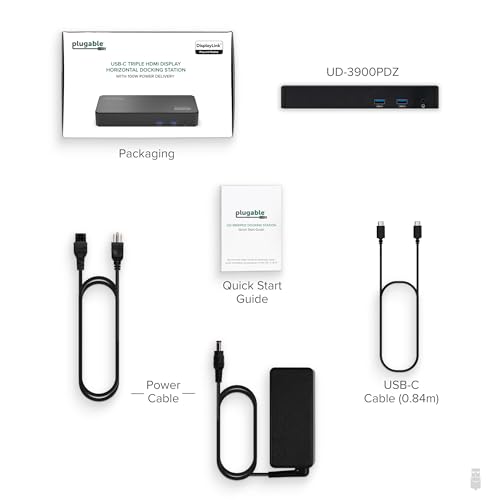 Plugable USB C Triple Display Docking Station | 100W PD, 3x HDMI (1x 4K 30Hz, 2x 1080p 60Hz), 6x USB 5Gbps Ports | Windows, macOS, ChromeOS Compatible - Enhance Productivity with Multi-Monitor Support by Plugable - Image 9