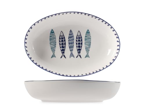 H&H Mediterraneo Pirofila in Ceramica Decorata, 35,5x24x7cm