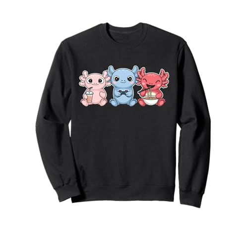 Anime Lover Axolotl Bubble Tea Ramen Nouilles Kawaii Gamer Sweatshirt