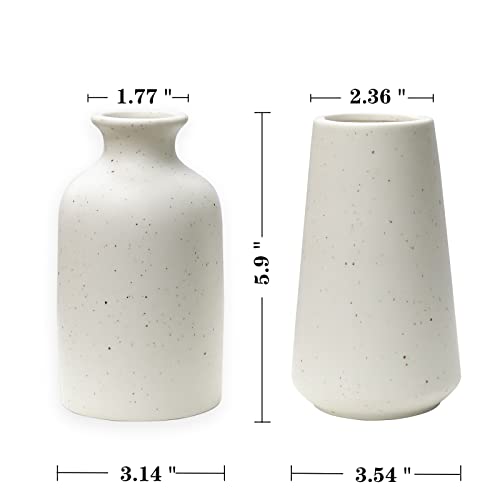 White Vase,Ceramic Vase Rustic Home Decor,Bookshelf,Farmhouse,Table Décor, Vases For Flowers Living Room,Small Vase Set Of 2 #TOP4