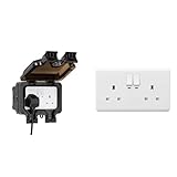Smart WiFi Waterproof Outdoor Double Socket - Certified Works with Alexa + Certified Works with Google Assistant & CU9KW Smart Twin Socket - WiFi No hub Required, White