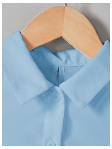 Image of Verdusa Girl's Button Front Bow Back Sleeveless Shirt High Low Asymmetrical Hem Blouse Top