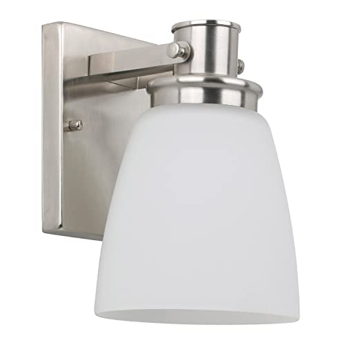 Design House Atkinson Wall Sconce, 1-Light, Frosted White Glass Shade,