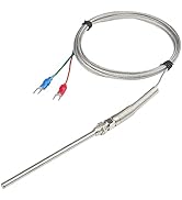 CGELE K-Type Thermocouple Temperature Sensors 0~600℃,2M/6.6Ft Wire Probe Length 100mm Two Wire 10...