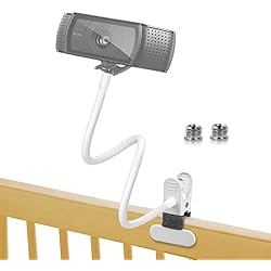 Soporte Flexible Para Camara Soporte para Monitor de Bebé Ajustable, Conexión Roscada 1/4“ Soporte Flexible para Cámara con 2 Adaptadores de 3/8“ Webcam Soportes Compatible con Mayoría de Vigilabebés Teléfono Móvil (Blanco 40cm)