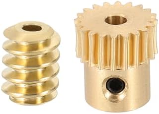 uxcell Worm Gear Set 20T 0.5 Module 20:1 Reduction Rate, Right Rotation Drive Gear Box Wheel Reduce Transmission Part (Brass Gear-3mm Bore, Brass Rod 1.98mm Bore)