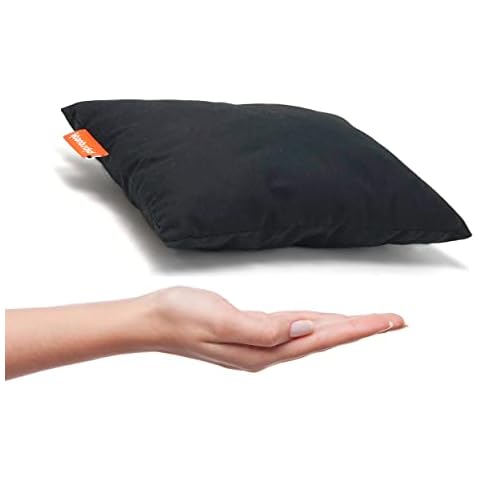 Urban Infant Pipsqueak Tiny | Small Pillow with Name Tag - Mini Size 11" x 7" x 2.5" - Machine Washable - Great for Little Kids, Travel, Neck, Lumbar, Dogs, Preschool and Daycare - Black Cover