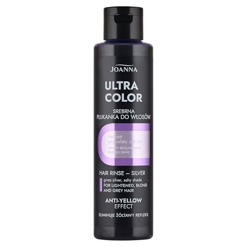 Joanna Ultra Color - Silberne Farbspülung für Blondes und Helles Haar - Aschgrauer Farbton - Natürlicher Glanz - Beseitigt Gelbstich in Haar - Hellt das Haar auf und Revitalisiert es - 150 ml