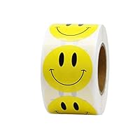 Hcode Happy Face Circle Dots Paper Labels Reward Stickers - Teachers Stickers, 500 Pieces per Roll (1.5 inch Yellow)