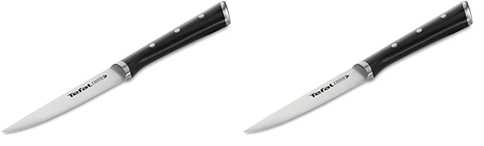 Tefal Ice Force K23209 Universalmesser | 11cm Klinge | Korrosionsschutz | Handschutz | Edelstahl/Schwarz (Packung mit 2)
