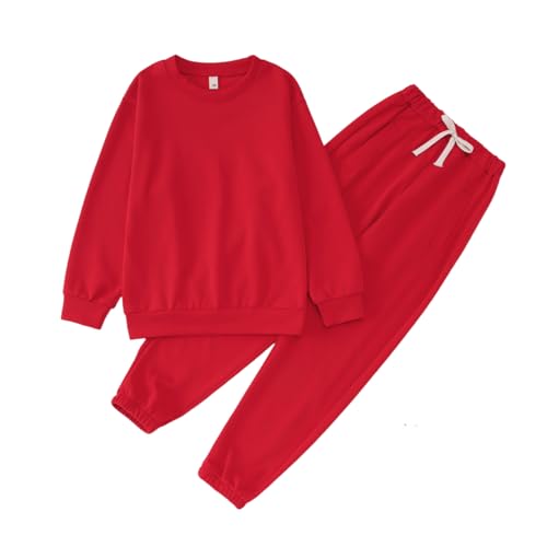 La Mejor Lista de Ropa de punto deportiva para Niña disponible en línea. 49 MODNTOGA - Conjunto de 2 piezas de sudadera con cuello redondo y pantalones deportivos para niños y niñas, ropa deportiva para otoño e invierno, Rojo -, 11-12 Años
