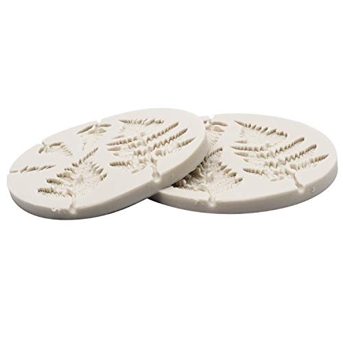Hengke 2 Piece Leaf Fondant Silicone Mold, Fern Mold 3D Mini Maple Shaped Leaves Diy Cake Mold Cupcake Decoration, Gum Paste Fondant Mold Cake Border Cupcake Silicone Lace Mat Mold #TOP5