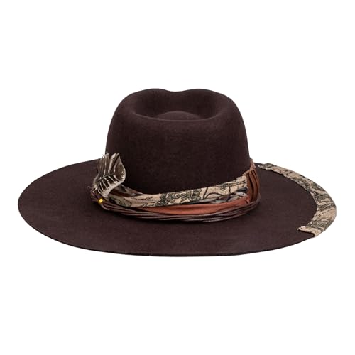 Image of RUEDIGER Vintage Wide Brim Fedora Hats 100% Wool Stiff Felt Hat Rancher Hat with Lightning Logo Handmade Distressed /Burned