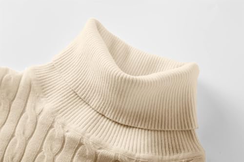 Image of SANGTREE Women's Cable Knit Sweater Long Sleeve Turtleneck Tops | Unmatched Softness| Lightweight Comfort| Rib Knit Cuffs| All Season Versatility| Suitable for Various Combinations