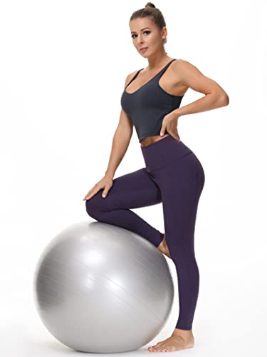 Image of THE GYM PEOPLE Thick High Waist Yoga Pants with Pockets, Tummy Control Workout Running Yoga Leggings for Women