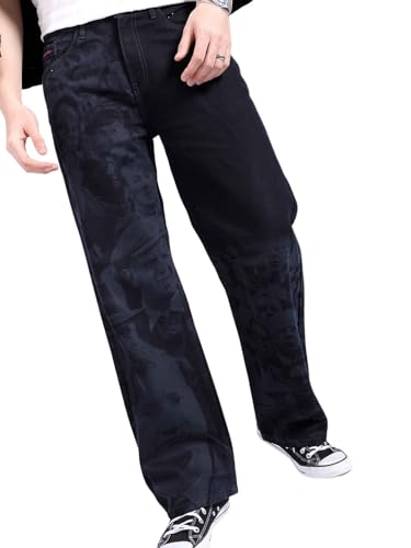 Image of The Indian Garage Co Men Baggy Solid Mid-Rise Stretchable Jeans