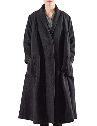Manteau simple boutonnage de laine Youlee une coupe longue d'exception en grande taille