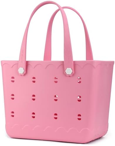 Simani Rubber Beach Bag XL Medium,Waterproof Rubber Tote for Women Washable EVA Silicone Tote Bag for Pool Travel Swimming