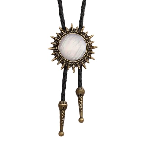 Image of Jeilwiy Bolo Tie for Men Western Cowboy Tie Necklace Gold Bolo Tie Leather Necktie Halloween Tie Accessories for Women