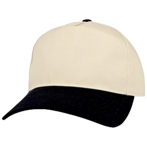 E BY ELIDAN Classic A-Frame Trucker Snapback, Two Tone Pinch Front 5-Panel Hat | Semi-Structured Baseball Cap, Adjustable Fit, Blank for Custom Logo Stone-Black