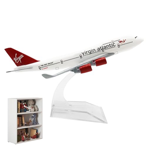1:400 Scale Diecast Planes Plane Model Collection Virgin Atlantic 747 with Stands Alloy Metal Model Airplane for Display Display Aircraft Model Planes for Collectible Aviation Enthusiast Gift
