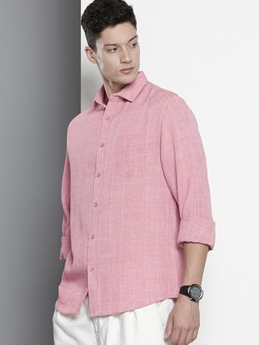 Image of The Indian Garage Co Men Slim Fit Vertical Striped Long Sleeves Casual Shirt