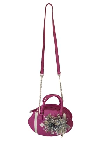 Betsey Johnson Luv Betsey LB HIKE Small Kitsch Pink Faux Leather Sports Football With Detachable Silver Cheerleader Pompoms Fashion Detail Top Handle Crossbody Handbag2