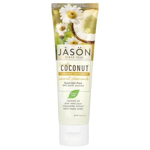 Jason Simply Coconut Soothing Fluoride-Free Toothpaste, Coconut Chamomile, 4.2 Oz