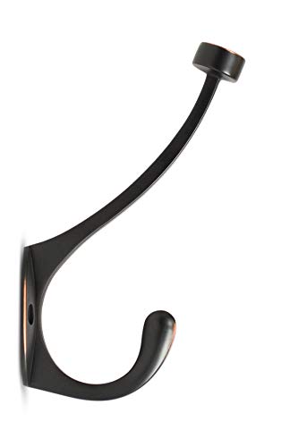 Birdrock Home Traditional Wall Mounted Robe & Towel Hooks - 2 Pack - Dual Hook - Oil Rubbed Bronze Towel Robe Hat Coat Hook #TOP1
