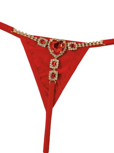 Image of RoseSeek Women's Sparkling Butterfly Chain Underwear Low Rise Cheeky G String Panty