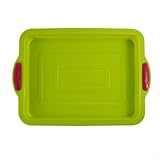 Baking Made Simple Moule à gâteau carré anti-adhésif en silicone de 28 cm pour délicieuses recettes de brownie et de mousse (vert)