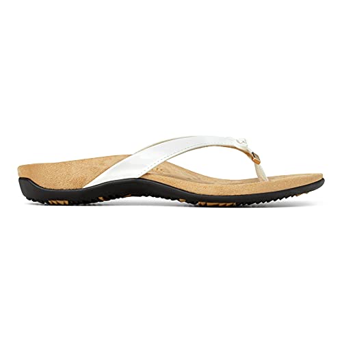 Image of Vionic Women's Rest Bella Toe Post Sandal- Suppportive Ladies Orthotic Sandals that include Three Zone Comfort with Arch Support- Flip Flop for Ladies, Medium and Wide Width Size 5-12 White 7 Wide US