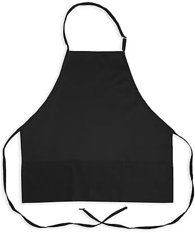KNG Black 3 Pocket Adjustable Bib Apron for Men and Women - Pack of 6