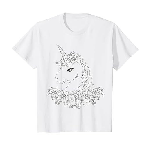 Niedliches Einhorn zum bemalen & ausmalen für Kinder T-Shirt, Kinder, Weiß, 116