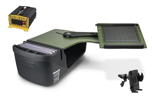 Bureau arrière côté gauche AutoExec avec onduleur 400W kaki pour poste de travail mobile