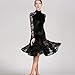 ZYDANC Black,M,Women's Lace Latin Dance Dresse Velvet Salsa Ballroom Performance Dance Outfits Tango Cha Cha Training Costumes