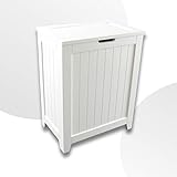 White Wooden Hamper with Flip Lid, Storage Bin Basket, Home Organizer Hamper for Bathroom Laundry Bedroom with Modern Design,Durable and Wood Construction