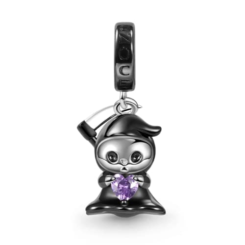 GNOCE Grim Reaper Embraces Heart Gemstone Pendant Dangle Charm 925 Sterling Silver