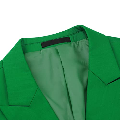 Boyland Mens Solid Color Notched Lapel Double Breasted Suit Jacket Blazer Green #TOP2