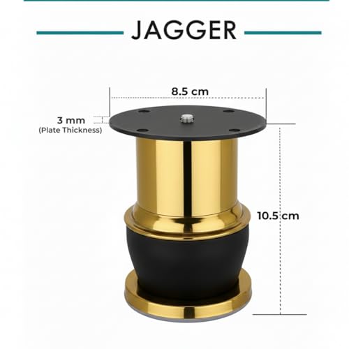 Image of JAGGER JAG410 4 inch INCH SS Steel Furniture Support Leg for Sofa, Bed, Cabinet, Wardrobe & Table | SS Strong & Durable Cabinet Support Leg | Easy Fit, Long-Lasting (6, Gold /Black)