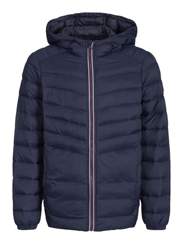 JACK&JONES JUNIOR JJESPRINT Puffer Hood JNR Chaqueta Acolchada, Navy Blazer/Detail:True Red Stitches, 152 para Niños