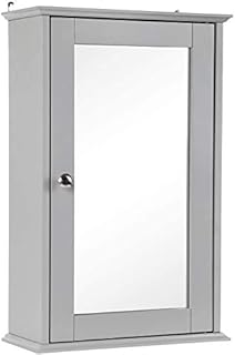 Grey or White Wooden Bathroom Cupboard Mounted or Standing Cabinet Unit Storage Variations Perfect for Laundry, Sink, Bathroom, Mirror, Drawer Cabinet (Toilet Roll Holder Cabinet Grey & Bamboo)