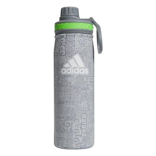 adidas 20 oz Stainless Steel Water Bottle, Insulated Double-Walled 18/8 Metal, Men, Women, Girls and Boys Water Bottles