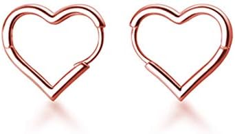 SLUYNZ 925 Sterling Silver 1.6CM Heart Hoop Earrings for Women Teen Girls Sweet Love Heart Earrings Drop (B-Rose Gold)